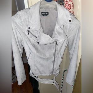 Vintage Bebe suede baby blue/light grey jacket.